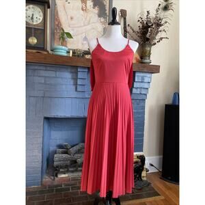 Vintage Jody T California Accordion Pleat Cami Midi Tank Cocktail Dress Disco S